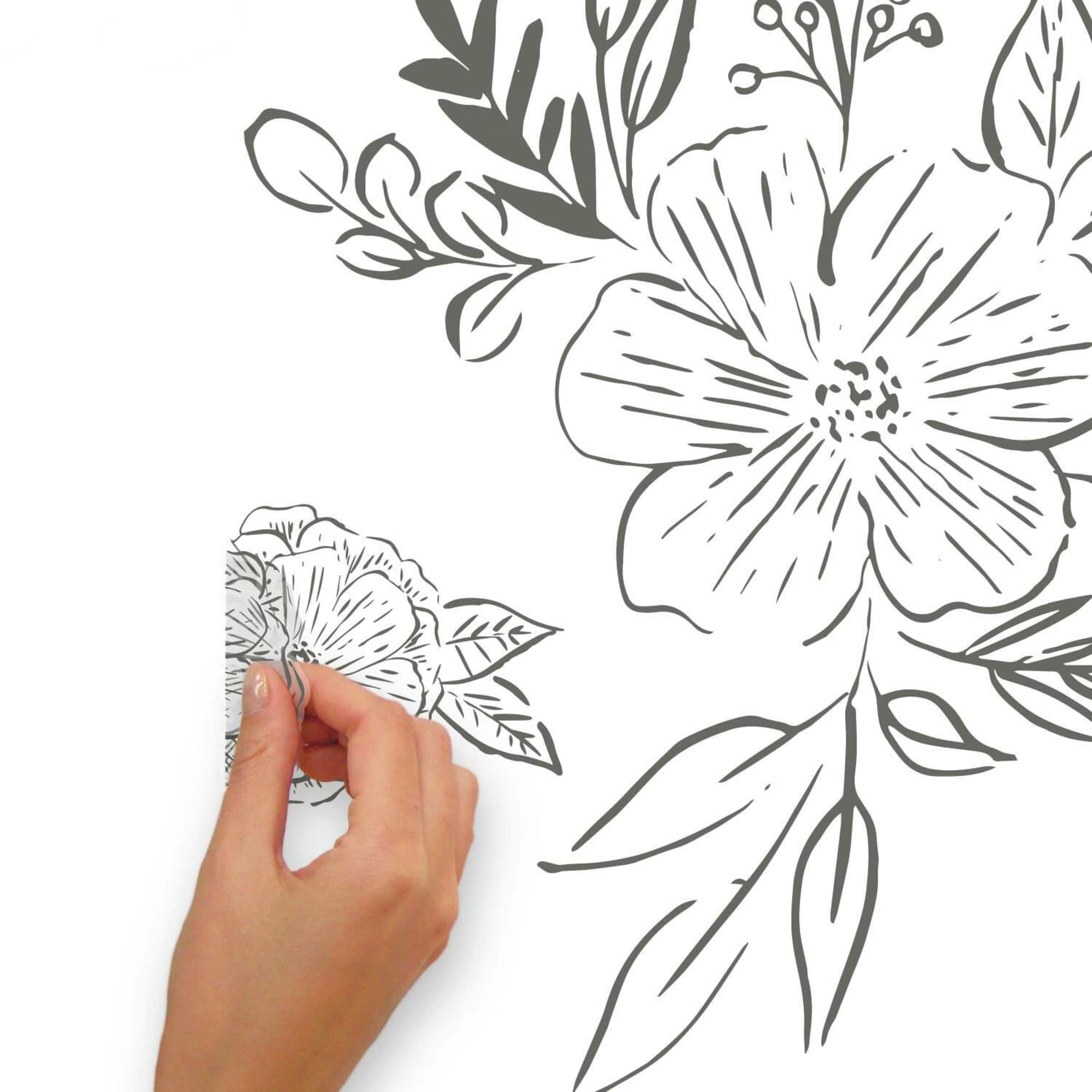 RoomMates Beth Schneider Floral Sketch Peel & Stick Giant Wall Decals